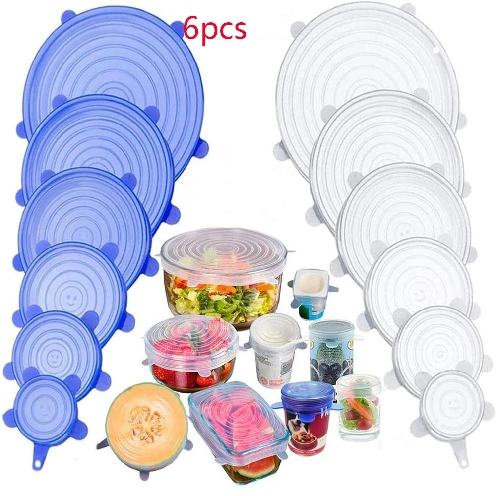 Kitchen Gadgets That Are Useful - 6 قطع أغطية سيليكون قابلة لإعادة