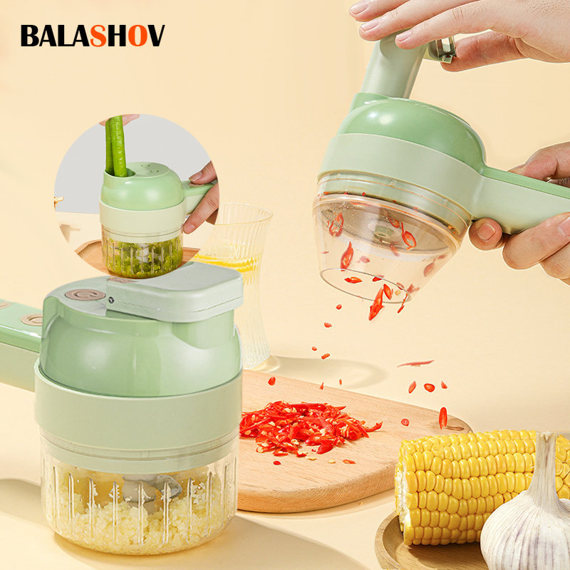 Kitchen Gadgets Machine - 4In1 قطاعة الخضراوات الكهربائية مجموعة يده