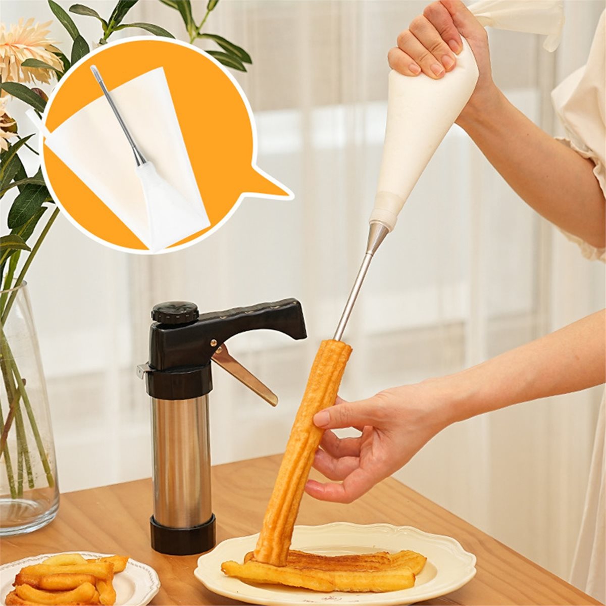 آلة صنع التشوروس المنزلية A45I - مراجعة Kitchen Gadgets In Spanish وسعره