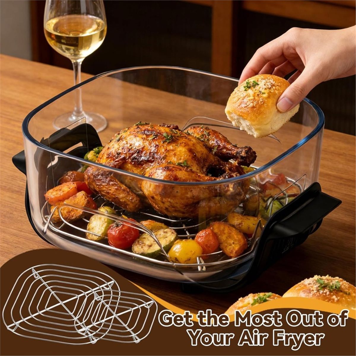 تحديث. 3 قطع من الرفوف المصنوع - مراجعة Air Fryer Accessories وسعره