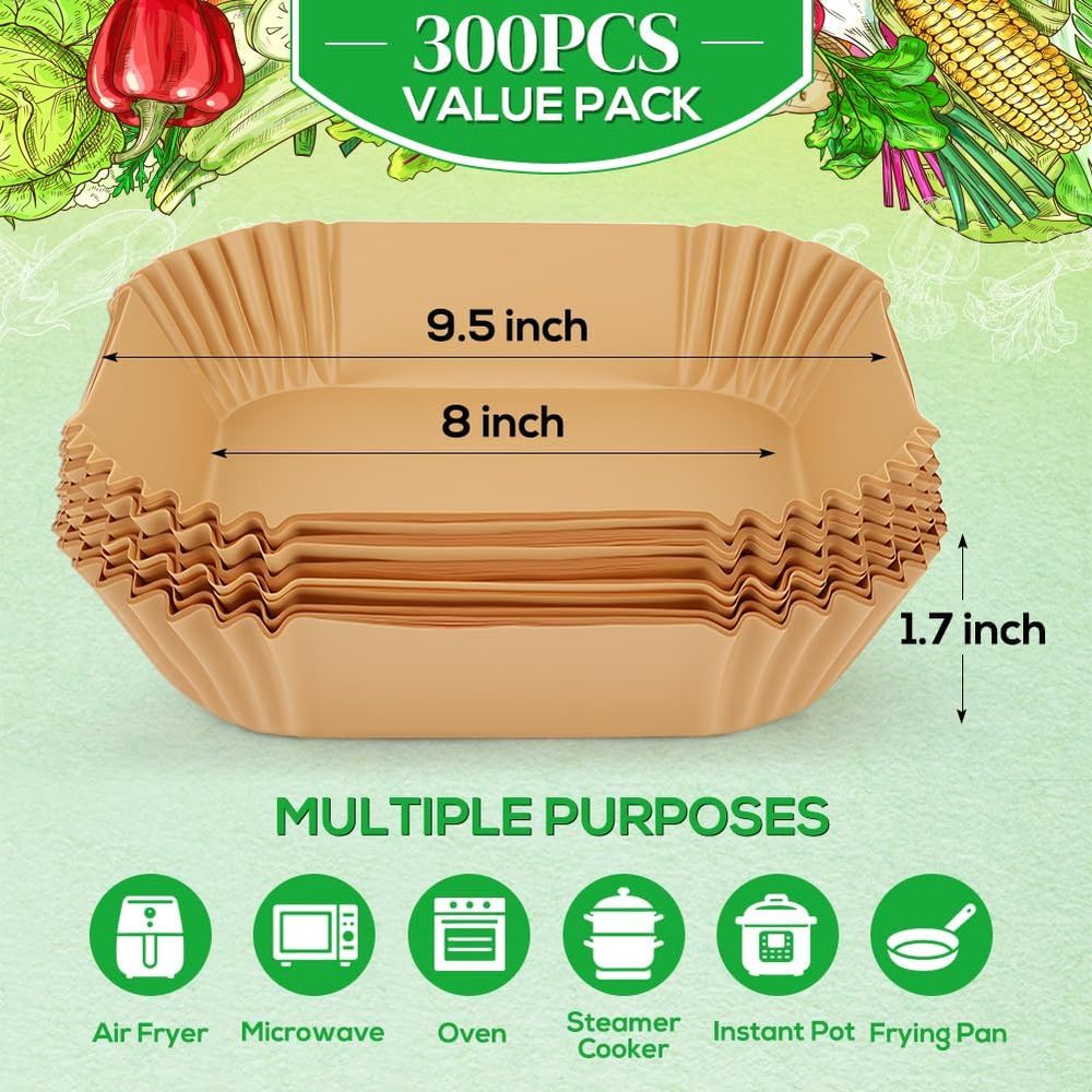300 قطعة من ورق التبطين القابل - مراجعة Air Fryer Accessories وسعره